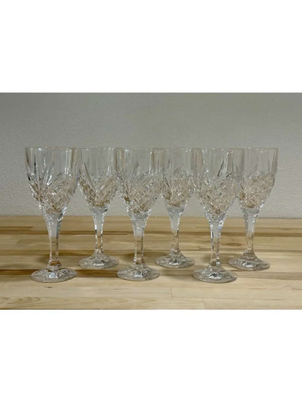 Set Of 6 DUBLIN Shannon by Godinger Crystal Water Goblets Wine Glasses 8” Tall